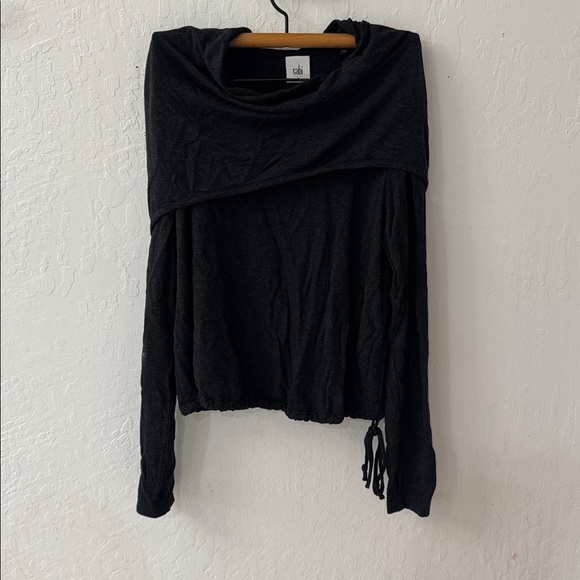 Cabi Gray Recess Topper Cowl Neck Hoodie Drawstring Waist Sweater M - Picture 2 of 5